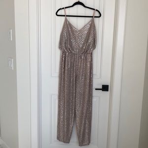 Eliza J Sparkly Gold Glitter Romper/Pantsuit
